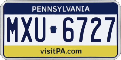 PA license plate MXU6727