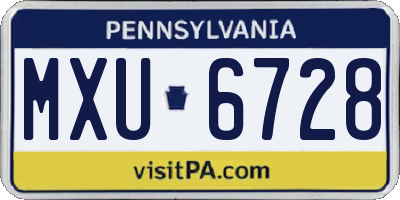PA license plate MXU6728