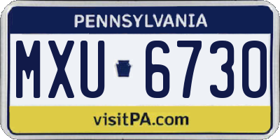 PA license plate MXU6730
