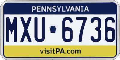 PA license plate MXU6736
