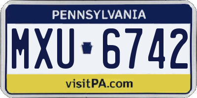 PA license plate MXU6742