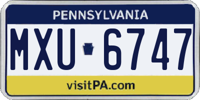 PA license plate MXU6747