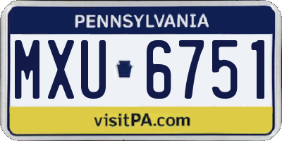 PA license plate MXU6751