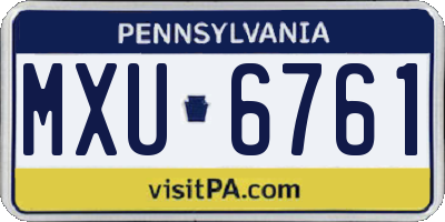 PA license plate MXU6761