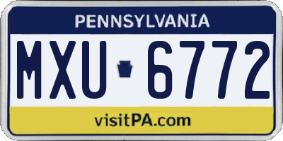PA license plate MXU6772