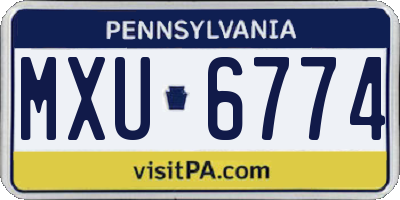 PA license plate MXU6774