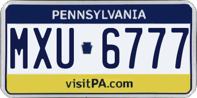PA license plate MXU6777