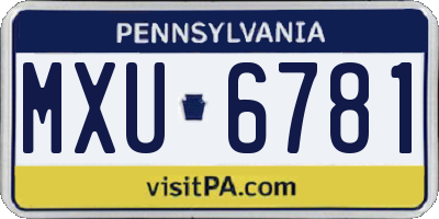 PA license plate MXU6781
