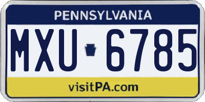 PA license plate MXU6785