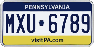 PA license plate MXU6789