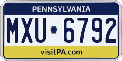 PA license plate MXU6792