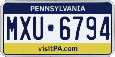 PA license plate MXU6794