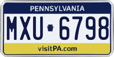 PA license plate MXU6798