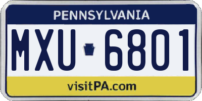 PA license plate MXU6801