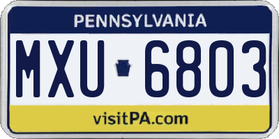 PA license plate MXU6803