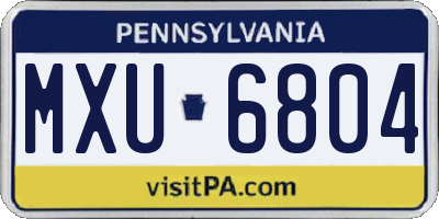 PA license plate MXU6804