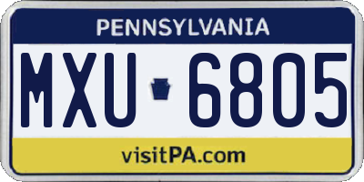 PA license plate MXU6805