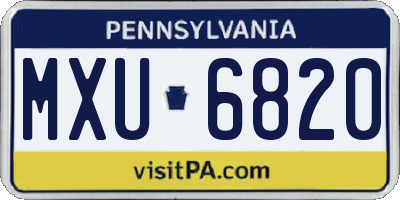 PA license plate MXU6820