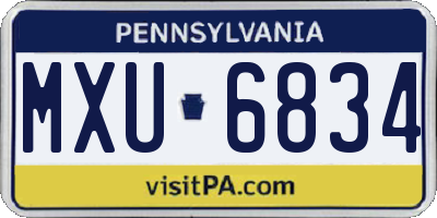 PA license plate MXU6834