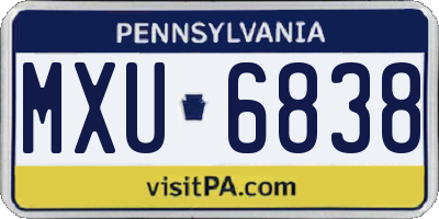 PA license plate MXU6838