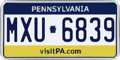PA license plate MXU6839