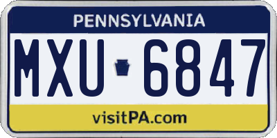 PA license plate MXU6847