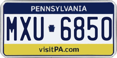 PA license plate MXU6850