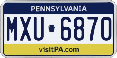PA license plate MXU6870