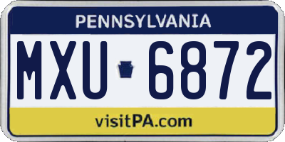 PA license plate MXU6872