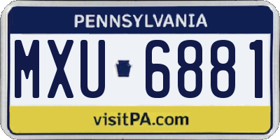 PA license plate MXU6881
