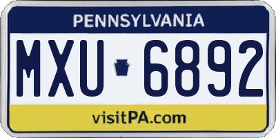 PA license plate MXU6892