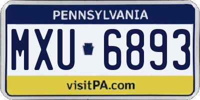 PA license plate MXU6893