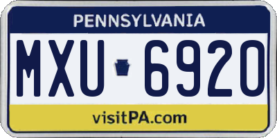 PA license plate MXU6920