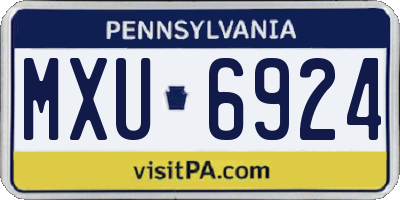 PA license plate MXU6924