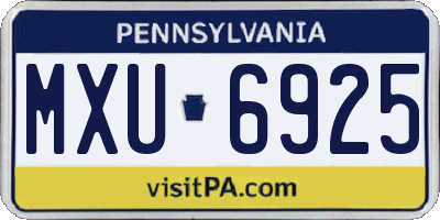PA license plate MXU6925