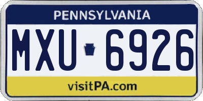 PA license plate MXU6926