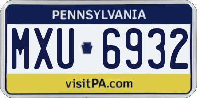 PA license plate MXU6932