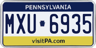 PA license plate MXU6935