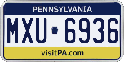 PA license plate MXU6936
