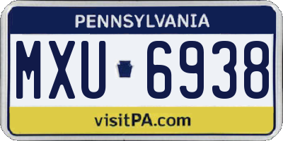 PA license plate MXU6938
