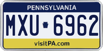 PA license plate MXU6962