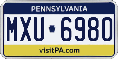 PA license plate MXU6980