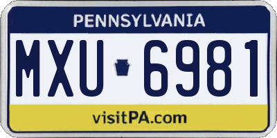PA license plate MXU6981