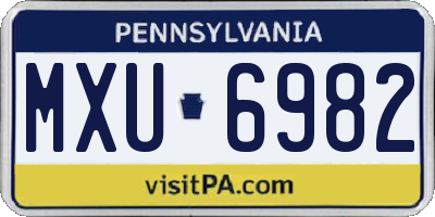 PA license plate MXU6982
