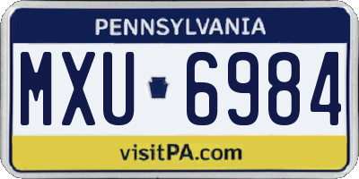 PA license plate MXU6984