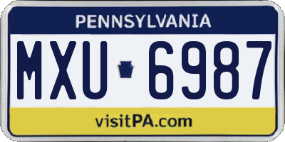 PA license plate MXU6987