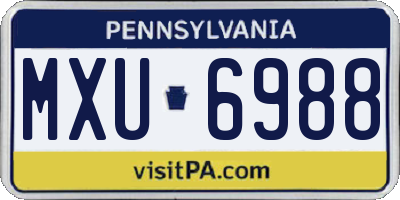 PA license plate MXU6988