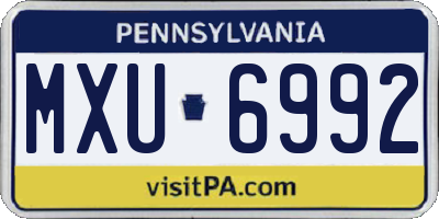 PA license plate MXU6992