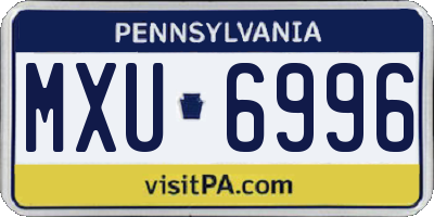 PA license plate MXU6996