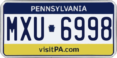 PA license plate MXU6998